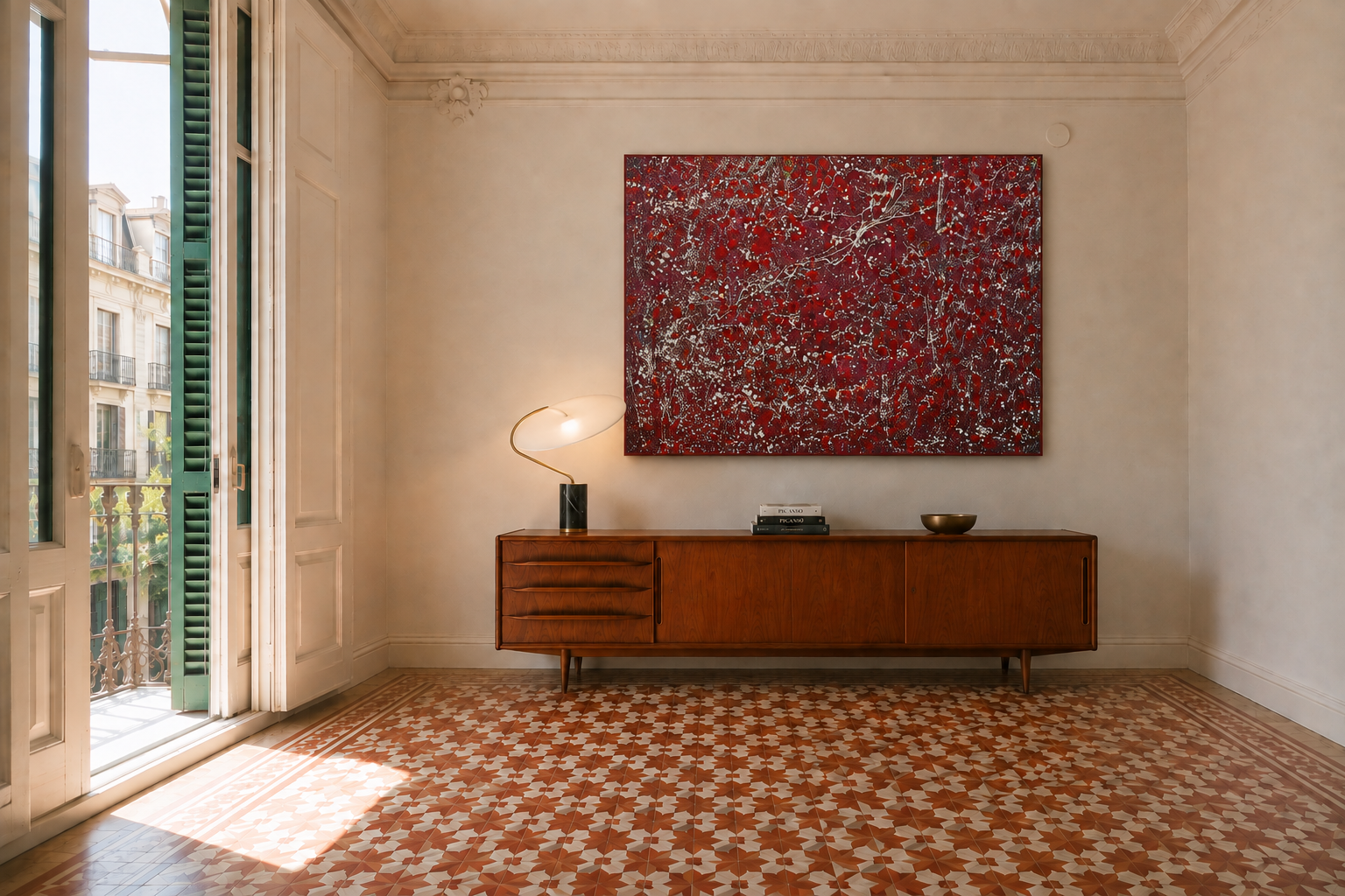 Private home interior with artwork